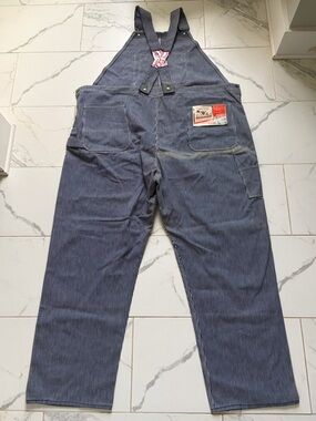 Vintage 1950s 50s Pointer Brand Hickory Stripes Overalls Deadstock NWT Denim